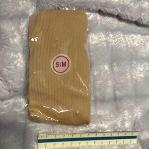 Tan Ribbed Knit Compression Sock